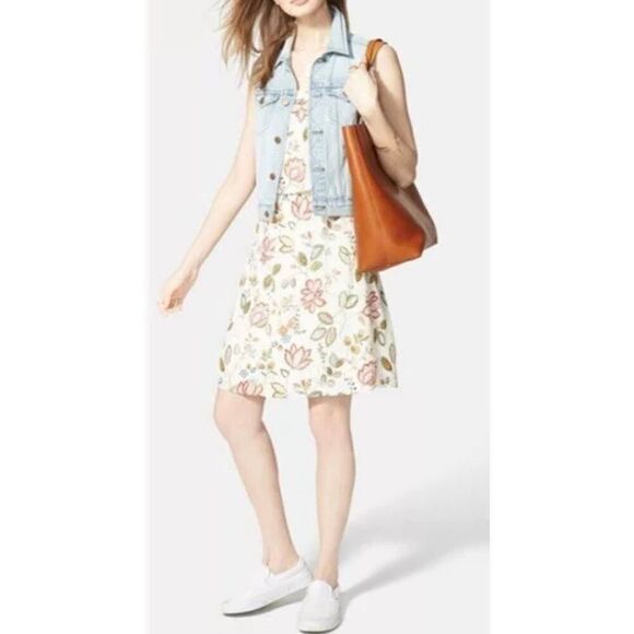 Madewell Overlay Cami Botanical Print 100% Silk Lined Mini Women's Dress Size 2 - Picture 2 of 10